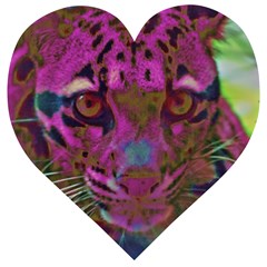 Pink And Purple Leopard Wooden Puzzle Heart by ExtraGoodSauce