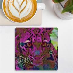 Pink And Purple Leopard Uv Print Square Tile Coaster  by ExtraGoodSauce