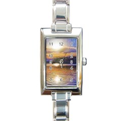 Serene Sunset Over Water Rectangle Italian Charm Watch by ExtraGoodSauce