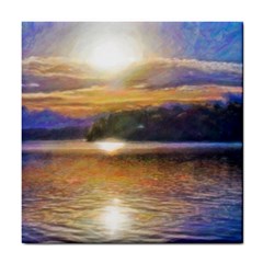 Serene Sunset Over Water Tile Coaster by ExtraGoodSauce