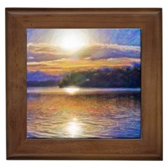 Serene Sunset Over Water Framed Tile by ExtraGoodSauce