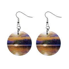 Serene Sunset Over Water Mini Button Earrings by ExtraGoodSauce