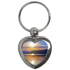 Serene Sunset Over Water Key Chain (heart) by ExtraGoodSauce