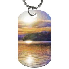 Serene Sunset Over Water Dog Tag (one Side) by ExtraGoodSauce