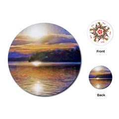 Serene Sunset Over Water Playing Cards Single Design (round)