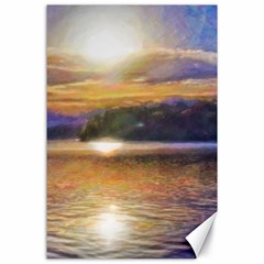 Serene Sunset Over Water Canvas 24  X 36  by ExtraGoodSauce