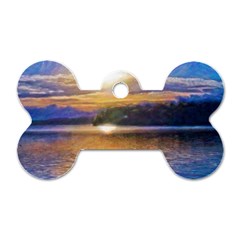 Serene Sunset Over Water Dog Tag Bone (two Sides) by ExtraGoodSauce