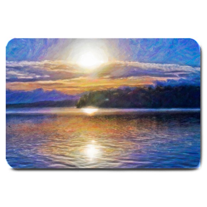 Serene Sunset Over Water Large Doormat