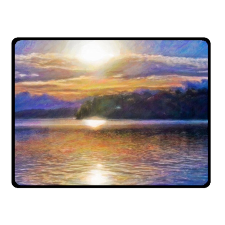 Serene Sunset Over Water Fleece Blanket (Small)