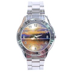 Serene Sunset Over Water Stainless Steel Analogue Watch by ExtraAwesomeSauce