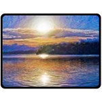 Serene Sunset Over Water Two Sides Fleece Blanket (Large) 80 x60  Blanket Front