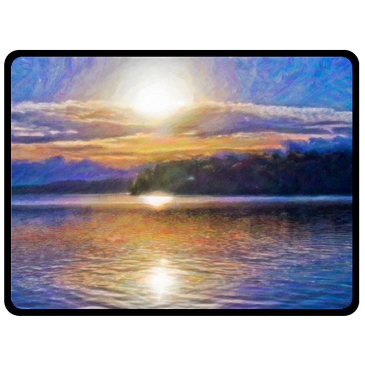 Serene Sunset Over Water Two Sides Fleece Blanket (Large)