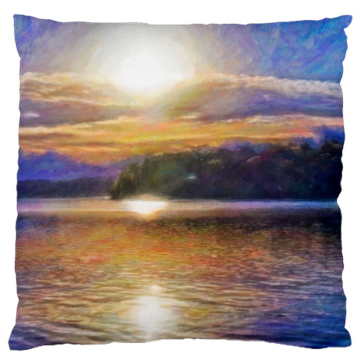 Serene Sunset Over Water Standard Premium Plush Fleece Cushion Case (Two Sides)