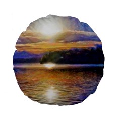 Serene Sunset Over Water Standard 15  Premium Flano Round Cushions by ExtraGoodSauce