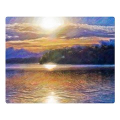 Serene Sunset Over Water Two Sides Premium Plush Fleece Blanket (large) by ExtraGoodSauce