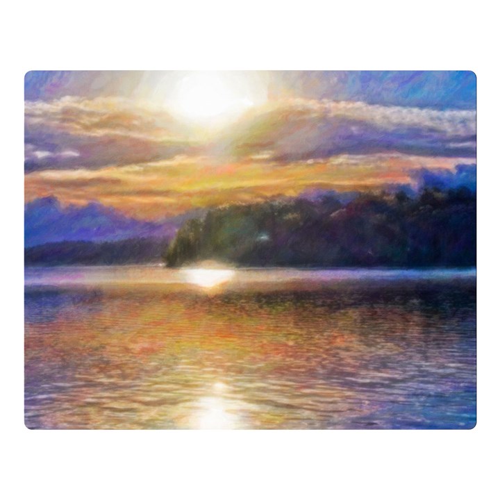 Serene Sunset Over Water Two Sides Premium Plush Fleece Blanket (Large)