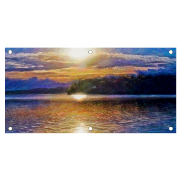 Serene Sunset Over Water Banner and Sign 4  x 2 