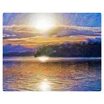 Serene Sunset Over Water Premium Plush Fleece Blanket (Medium) 60 x50  Blanket Front