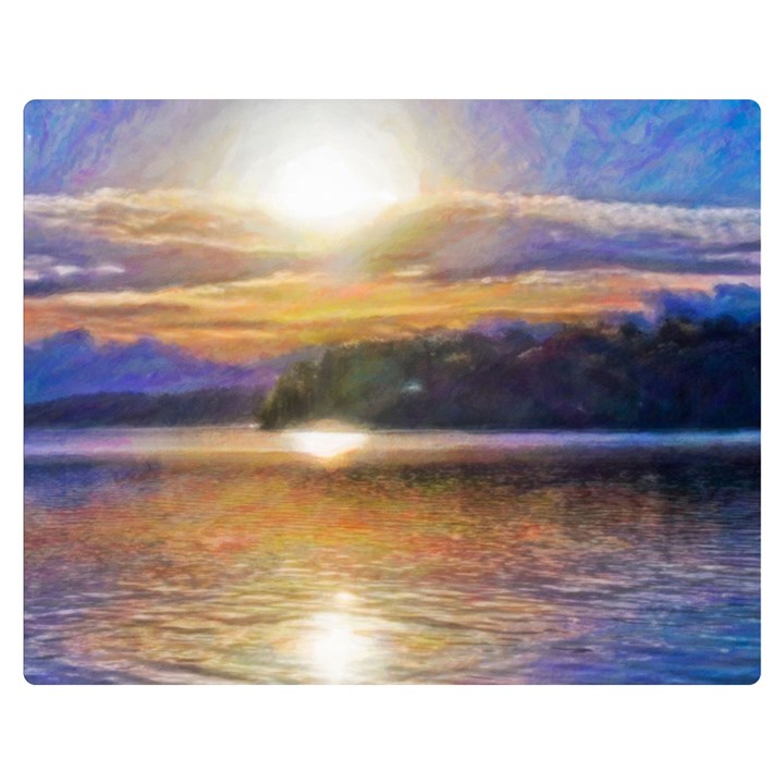 Serene Sunset Over Water Premium Plush Fleece Blanket (Medium)