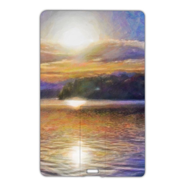 Serene Sunset Over Water Name Card Style USB Flash Drive