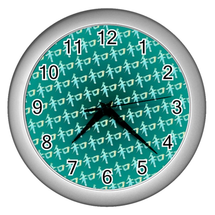 Peaceful Japanese Kanji Design Wall Clock (Silver)