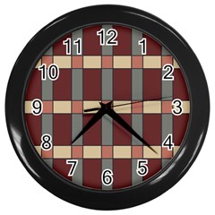 Modern Art Geometric Pattern In Red Hues Wall Clock (black) by ExtraGoodSauce