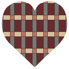 Modern Art Geometric Pattern In Red Hues Wooden Puzzle Heart by ExtraGoodSauce