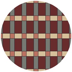 Modern Art Geometric Pattern In Red Hues Wooden Puzzle Round by ExtraGoodSauce