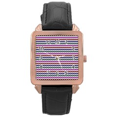 Chevron Pattern Rose Gold Leather Watch  by ytdream