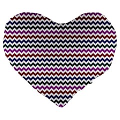 Chevron Pattern Large 19  Premium Flano Heart Shape Cushions by ytdream