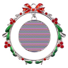 Chevron Pattern Metal X mas Wreath Ribbon Ornament by ytdream