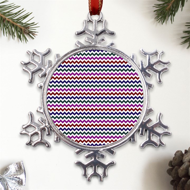 Chevron Pattern Metal Large Snowflake Ornament