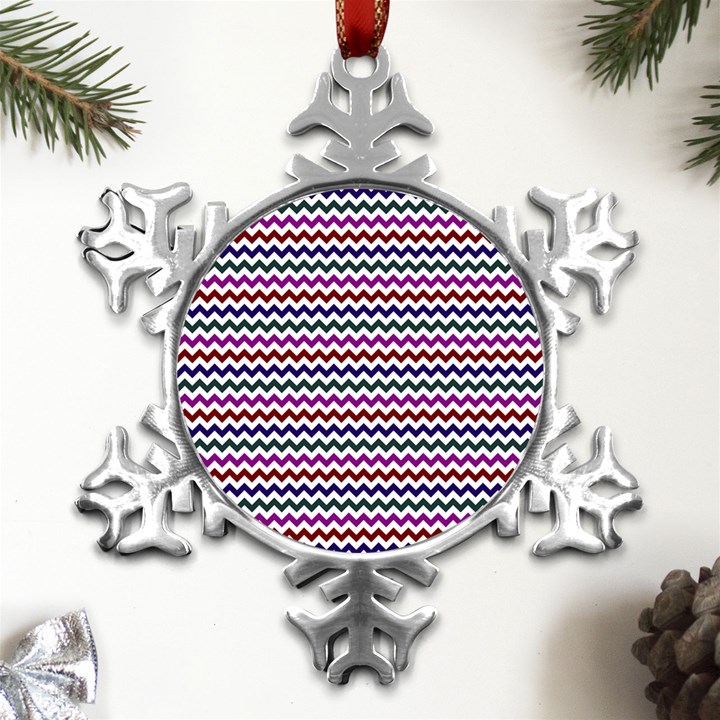 Chevron Pattern Metal Small Snowflake Ornament