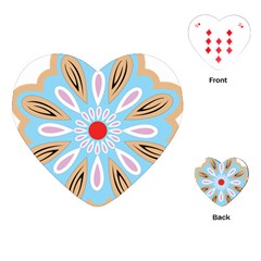 A Blue And Brown Flower With A Red Center Playing Cards Single Design (heart)