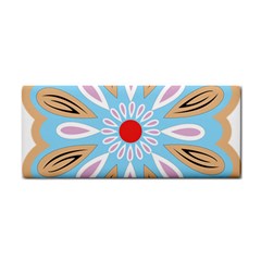 A Blue And Brown Flower With A Red Center Hand Towel by catchydesignhill