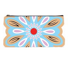 A Blue And Brown Flower With A Red Center Pencil Case by catchydesignhill