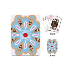 A Blue And Brown Flower With A Red Center Playing Cards Single Design (mini)