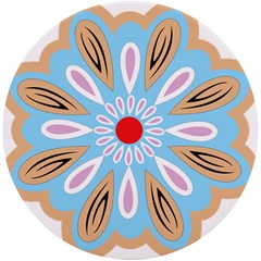 A Blue And Brown Flower With A Red Center Uv Print Round Tile Coaster by catchydesignhill