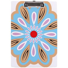 A Blue And Brown Flower With A Red Center A4 Acrylic Clipboard by catchydesignhill