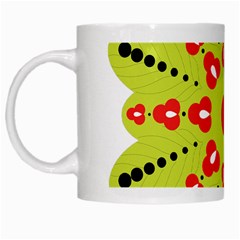 A Green And Red Flower With Black Dots White Mug by catchydesignhill