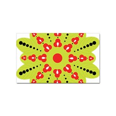 A Green And Red Flower With Black Dots Sticker (rectangular) by catchydesignhill