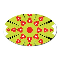 A Green And Red Flower With Black Dots Oval Magnet by catchydesignhill