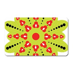 A Green And Red Flower With Black Dots Magnet (rectangular) by catchydesignhill