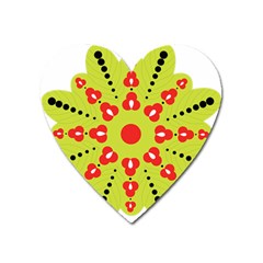 A Green And Red Flower With Black Dots Heart Magnet by catchydesignhill