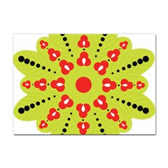 A Green And Red Flower With Black Dots Sticker A4 (100 Pack) by catchydesignhill