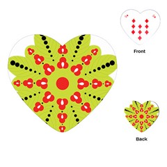 A Green And Red Flower With Black Dots Playing Cards Single Design (heart)