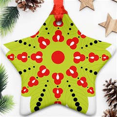 A Green And Red Flower With Black Dots Star Ornament (two Sides) by catchydesignhill