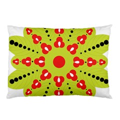 A Green And Red Flower With Black Dots Pillow Case by catchydesignhill