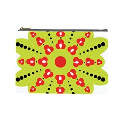 A Green And Red Flower With Black Dots Cosmetic Bag (large)