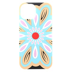 A Blue And Brown Flower With A Red Center Iphone 15 Black Uv Print Pc Hardshell Case by catchydesignhill